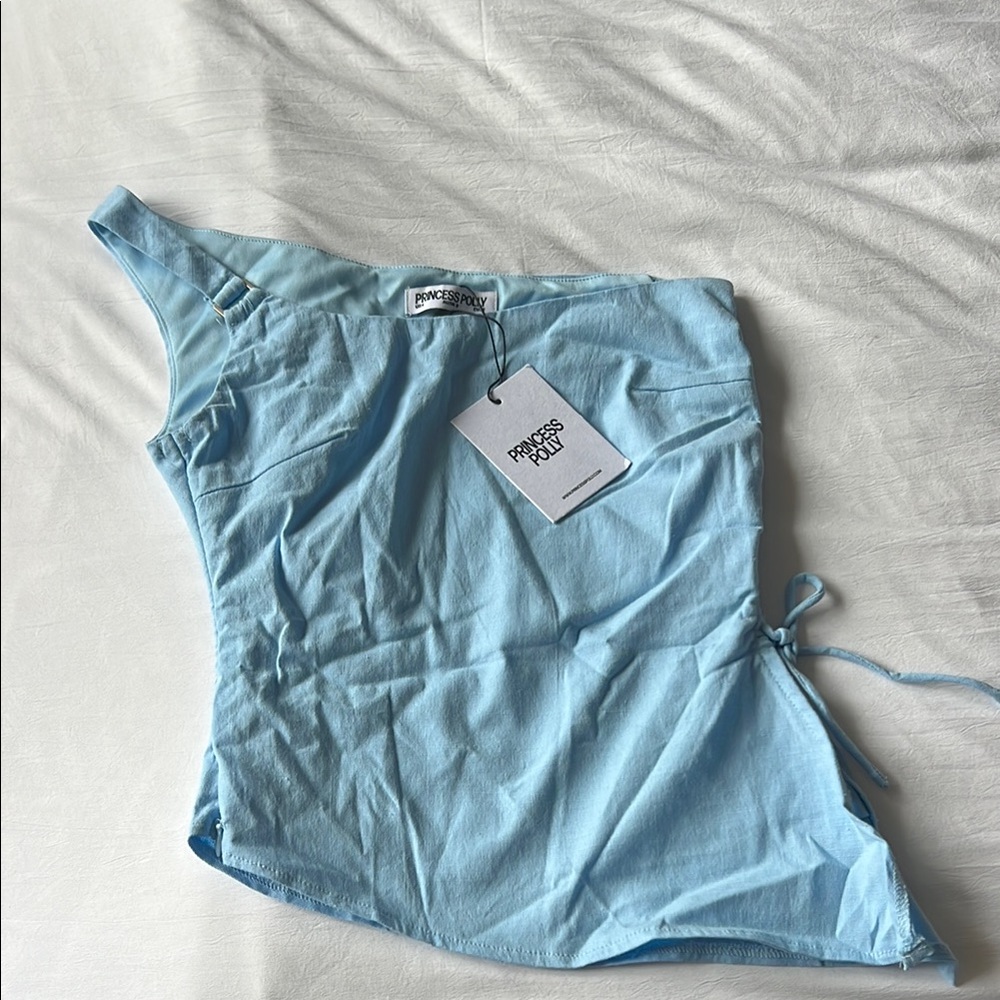 Princess Polly Blue Merglise One-Shoulder Top - Picture 4 of 5